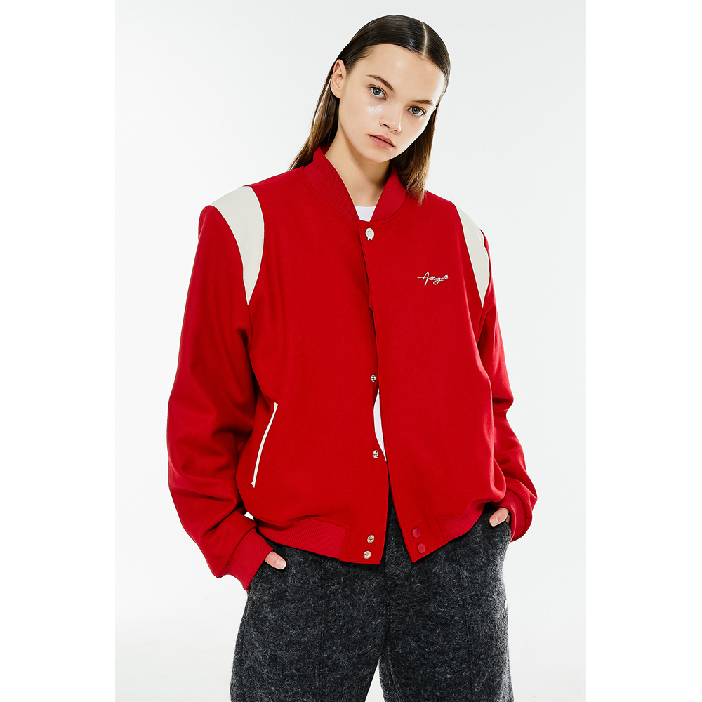 button varsity jacket - red - OCO, 브랜드 편집샵 오씨오