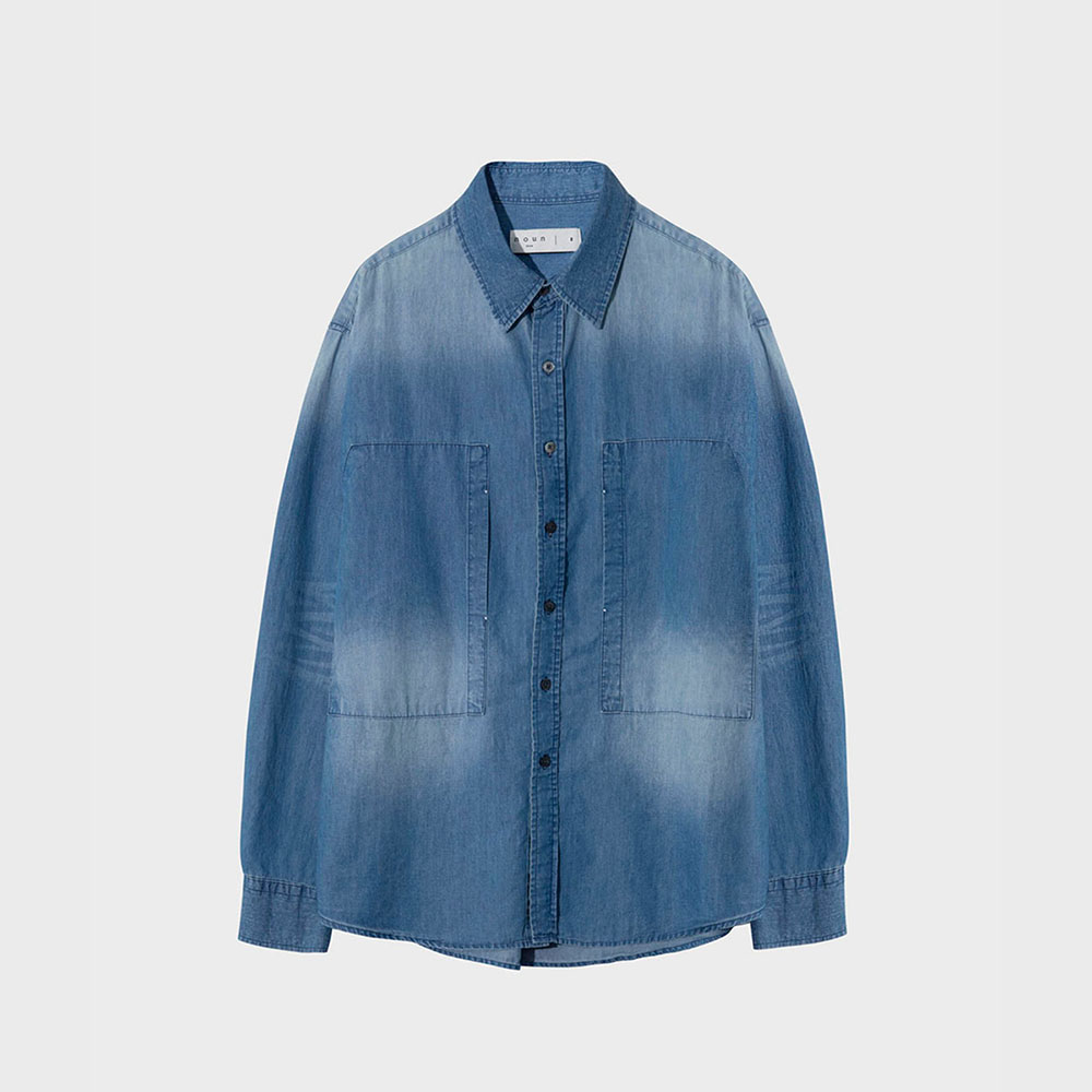 Brush Washed Denim Shirt Mid Blue Oco 브랜드 셀렉트샵 오씨오